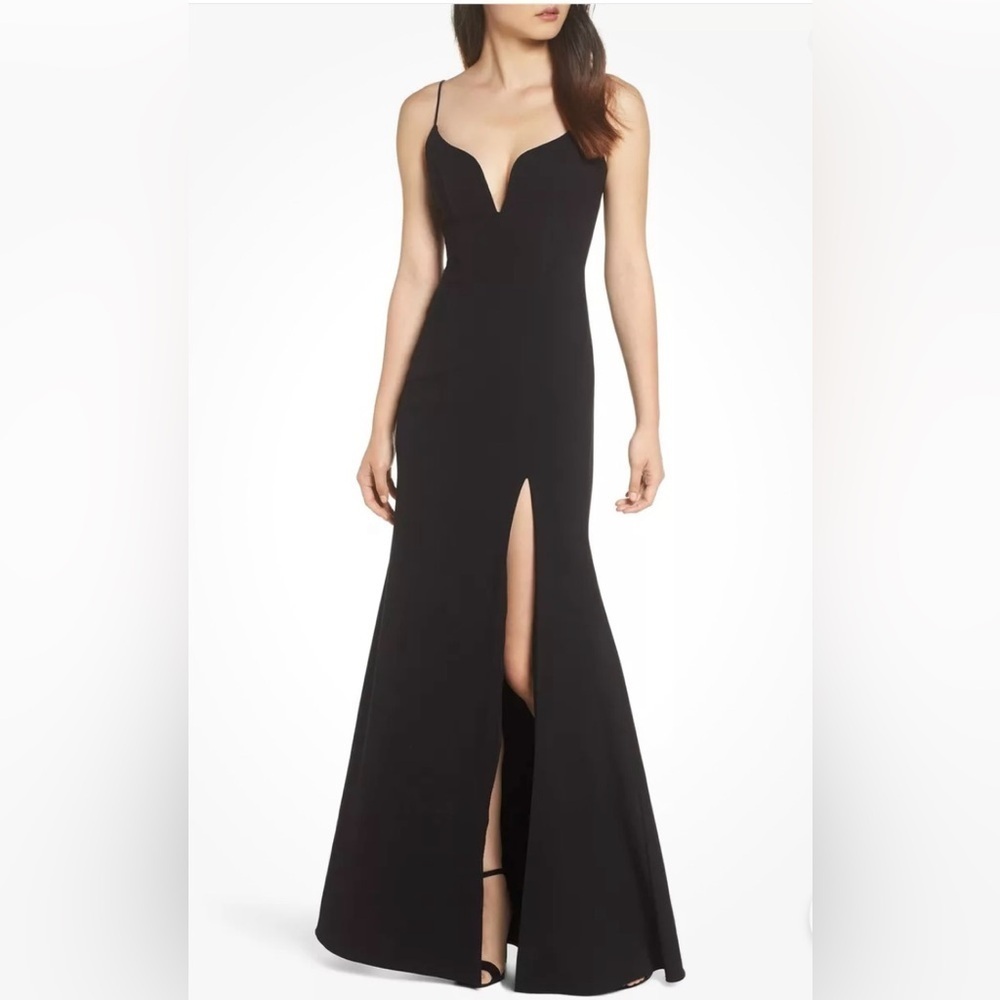 NWT Jill Jill Stuart Black Plunge Sweetheart Spaghetti Strap Maxi Gown - Size 0